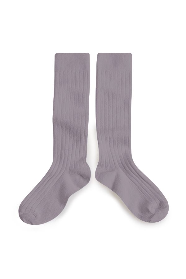 La Haute - Ribbed Knee-high Socks - Glycine du Japon van Collegien | Kids Conceptstore Le Fanfare
