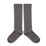 La Haute - Ribbed Knee-high Socks - Gris Galet van Collegien | Kids Conceptstore Le Fanfare