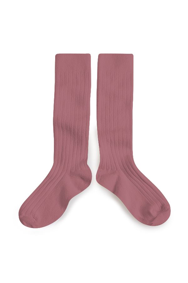 La Haute - Ribbed Knee-high Socks - Raisin Rose van Collegien | Kids Conceptstore Le Fanfare