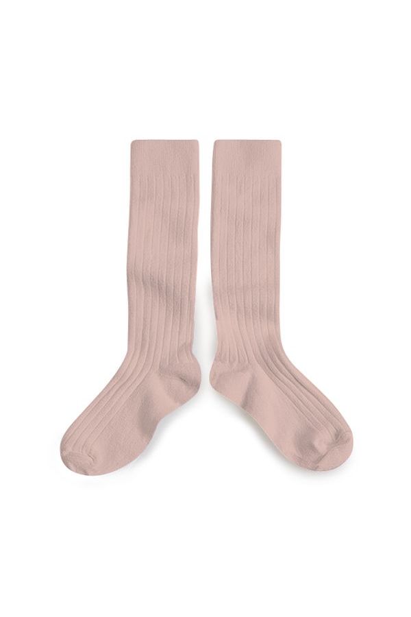 La Haute - Ribbed Knee-high Socks - Vieux Rose van Collegien | Kids Conceptstore Le Fanfare