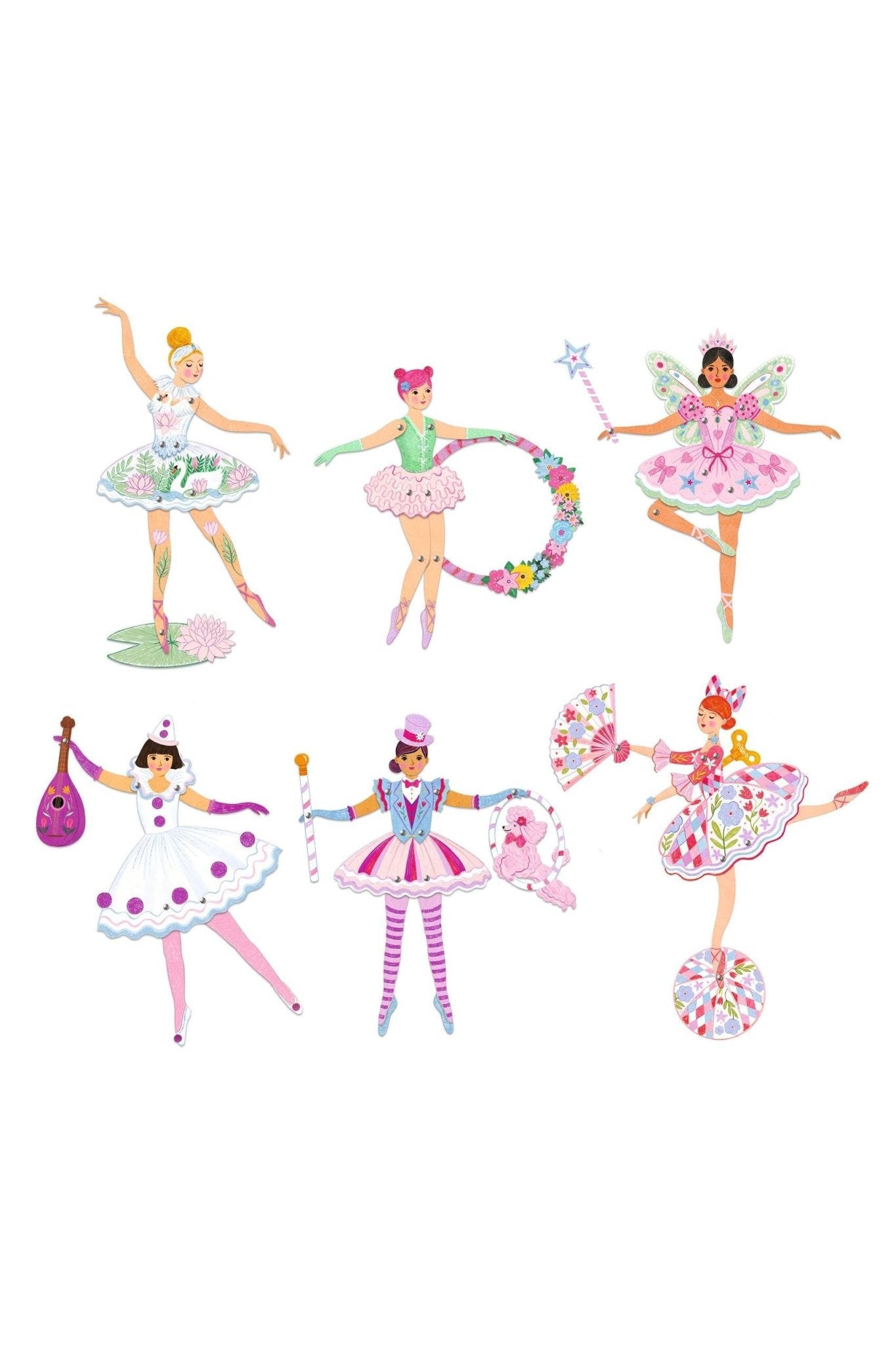 Ledenfiguurtjes om in te kleuren (6st) - Tutu's van Djeco | Kids Conceptstore Le Fanfare