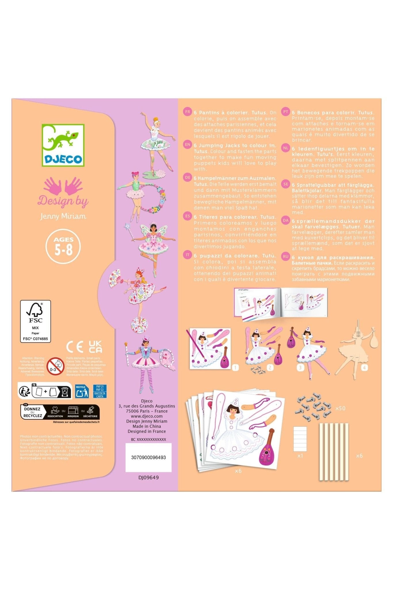 Ledenfiguurtjes om in te kleuren (6st) - Tutu's van Djeco | Kids Conceptstore Le Fanfare