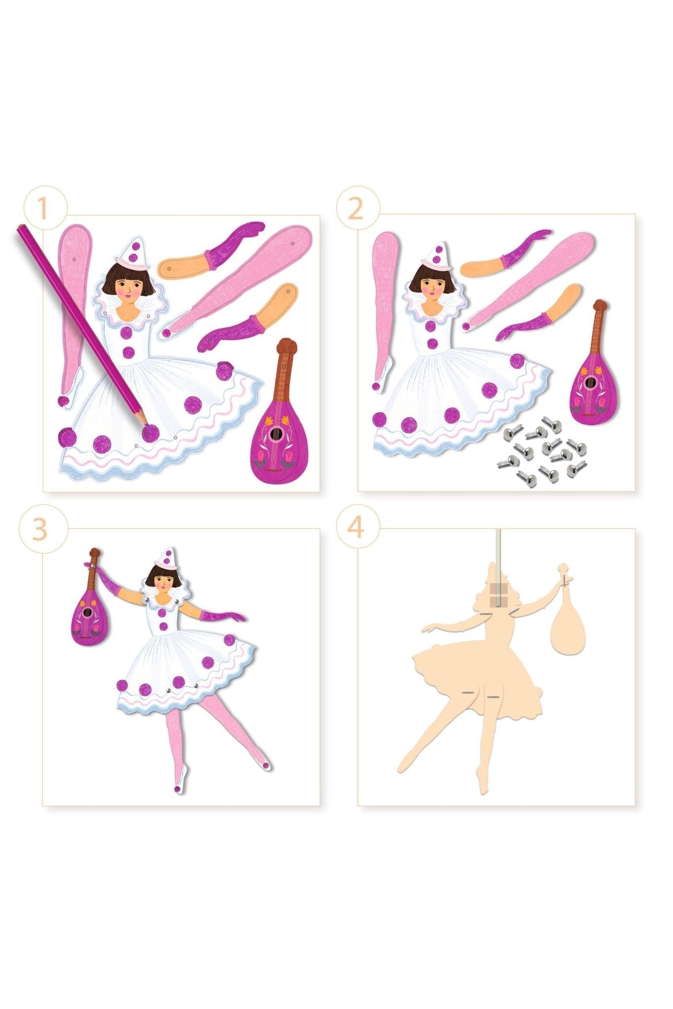 Ledenfiguurtjes om in te kleuren (6st) - Tutu's van Djeco | Kids Conceptstore Le Fanfare