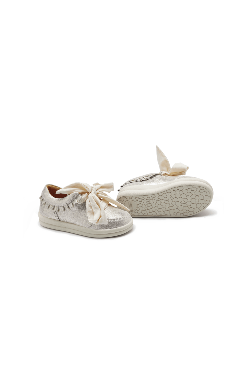 Lexley Sneakers - Silver Metallic Leather van Donsje Amsterdam | Kids Conceptstore Le Fanfare