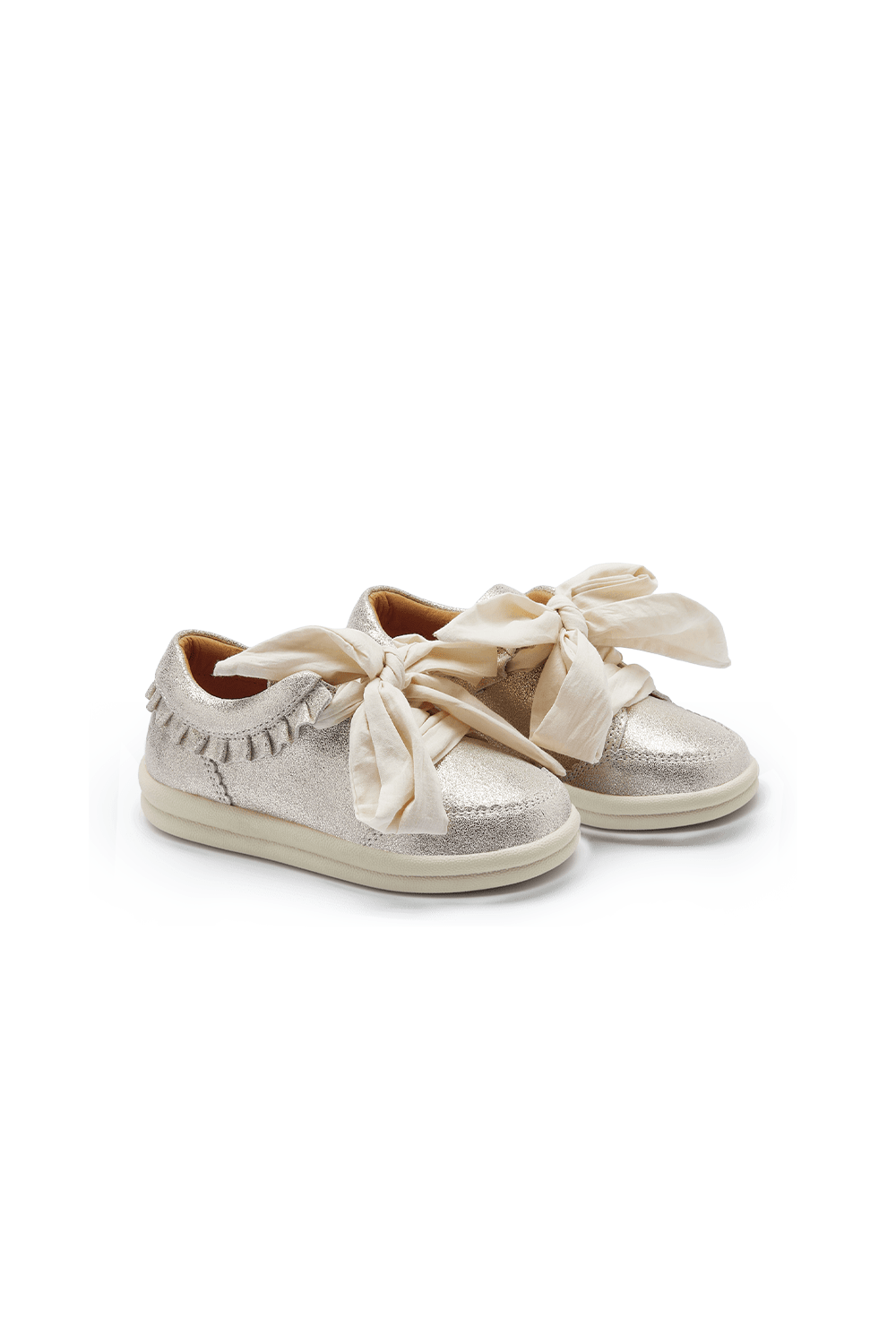 Lexley Sneakers - Silver Metallic Leather van Donsje Amsterdam | Kids Conceptstore Le Fanfare