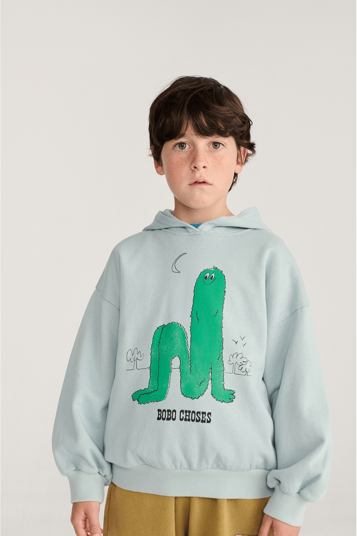 Long Puff hoodie - Light Blue van Bobo Choses | Kids Conceptstore Le Fanfare