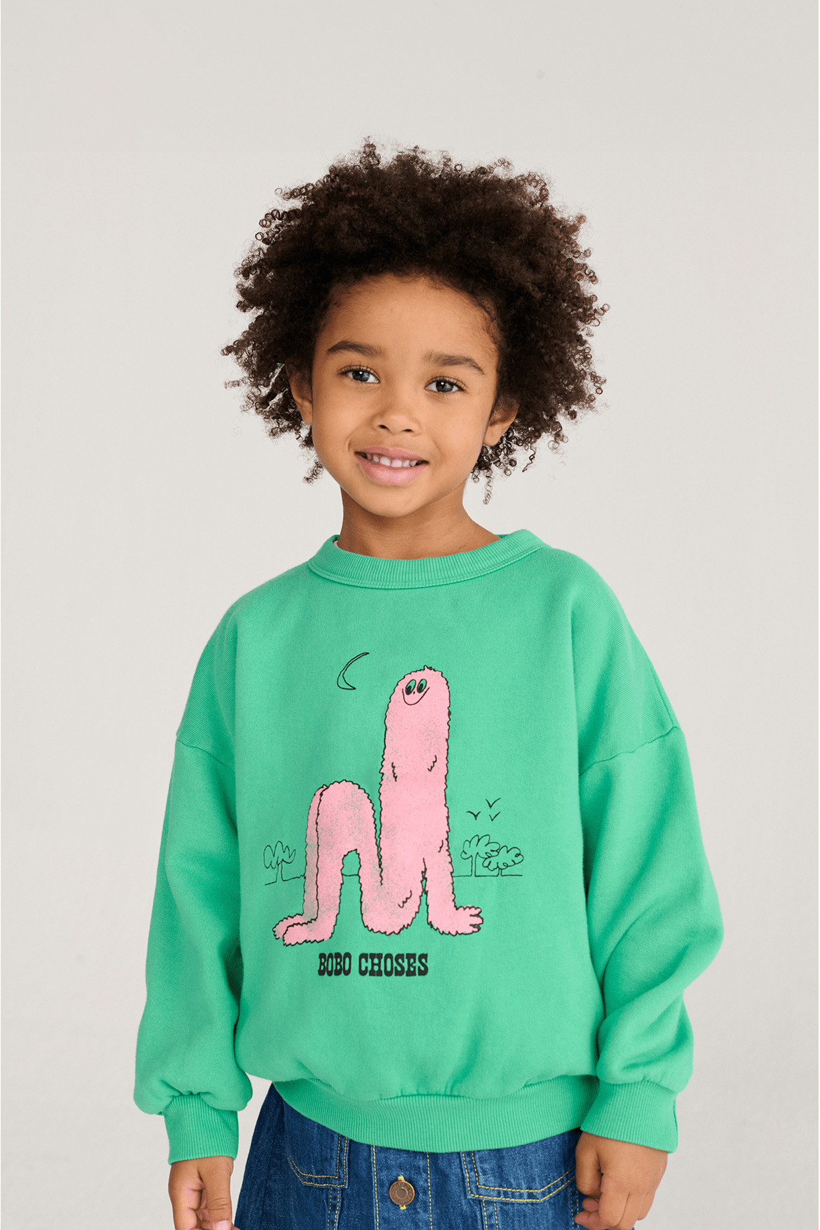 Long Puff sweatshirt - Green van Bobo Choses | Kids Conceptstore Le Fanfare