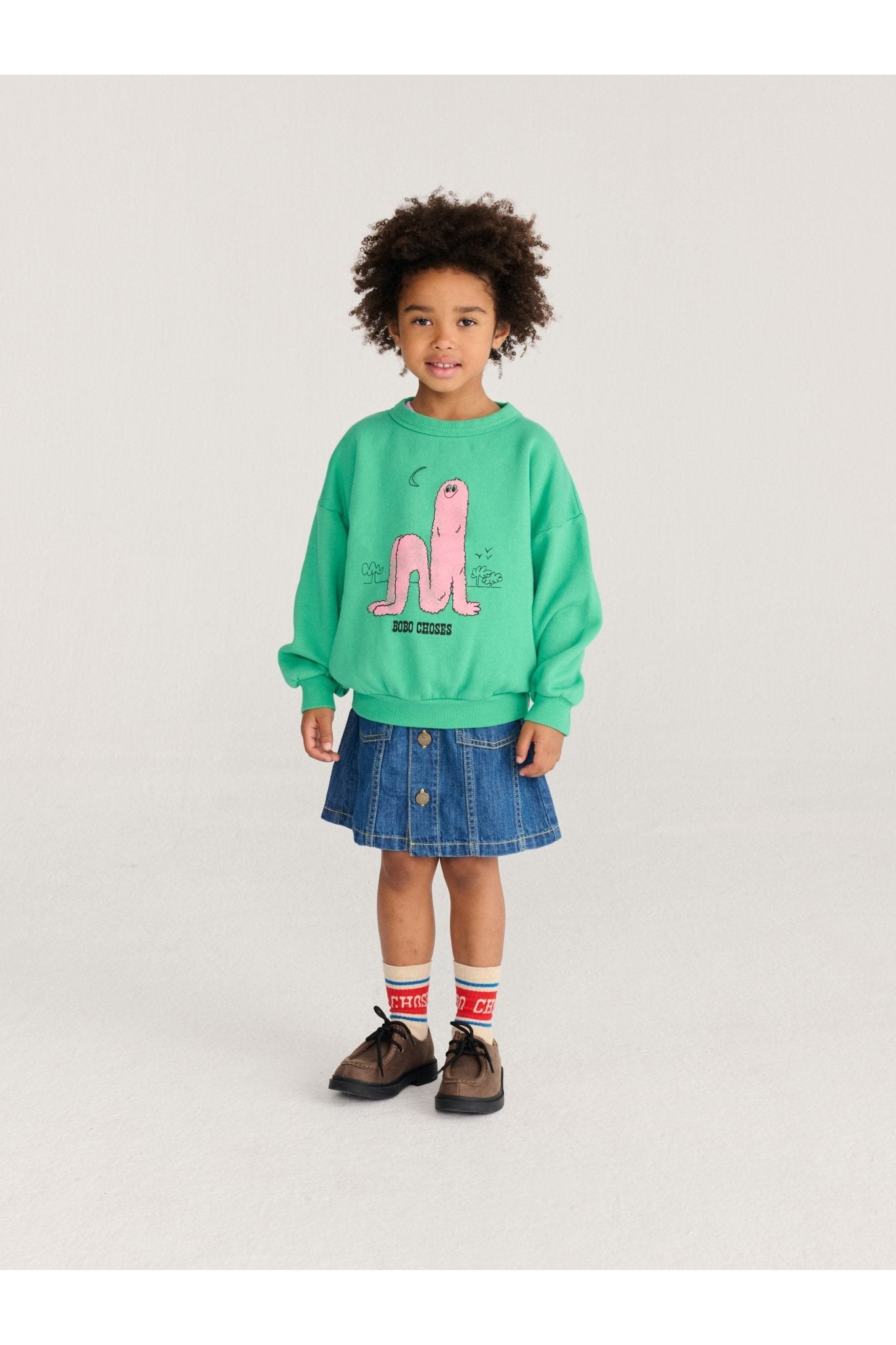 Long Puff sweatshirt - Green van Bobo Choses | Kids Conceptstore Le Fanfare