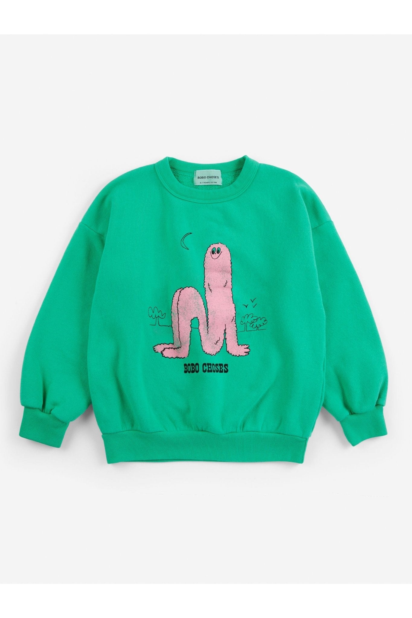 Long Puff sweatshirt - Green van Bobo Choses | Kids Conceptstore Le Fanfare
