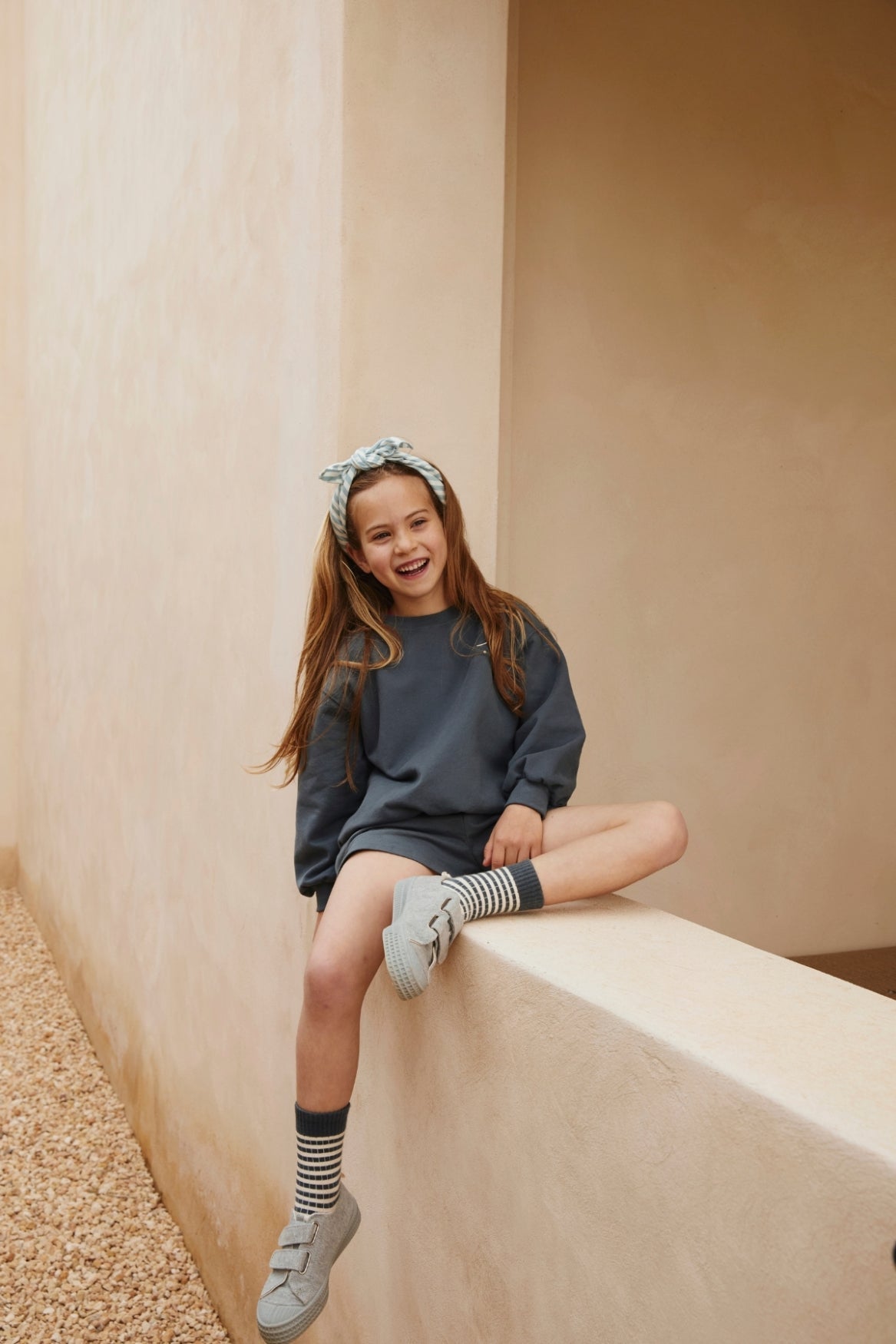 Long Ribbed Socks | Blue Grey - Cream van Gray Label | Kids Conceptstore Le Fanfare