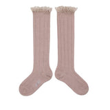 Marie-Léonie - Lightweight Openwork Knee Socks - Vieux Rose van Collegien | Kids Conceptstore Le Fanfare