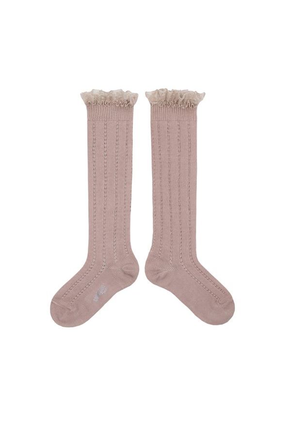 Marie-Léonie - Lightweight Openwork Knee Socks - Vieux Rose van Collegien | Kids Conceptstore Le Fanfare