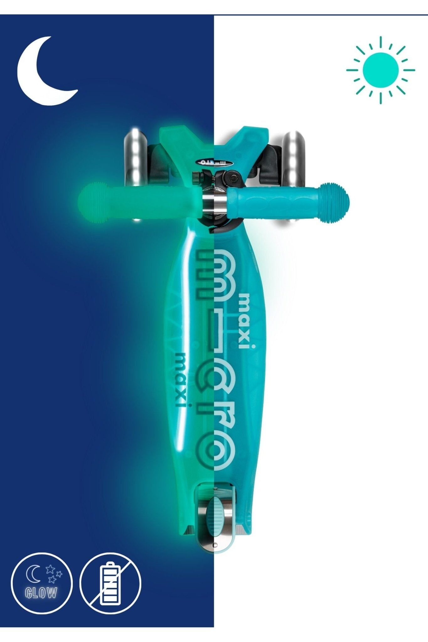 Maxi Micro step Deluxe Glow Plus LED - Aqua Mint van Micro Step | Kids Conceptstore Le Fanfare