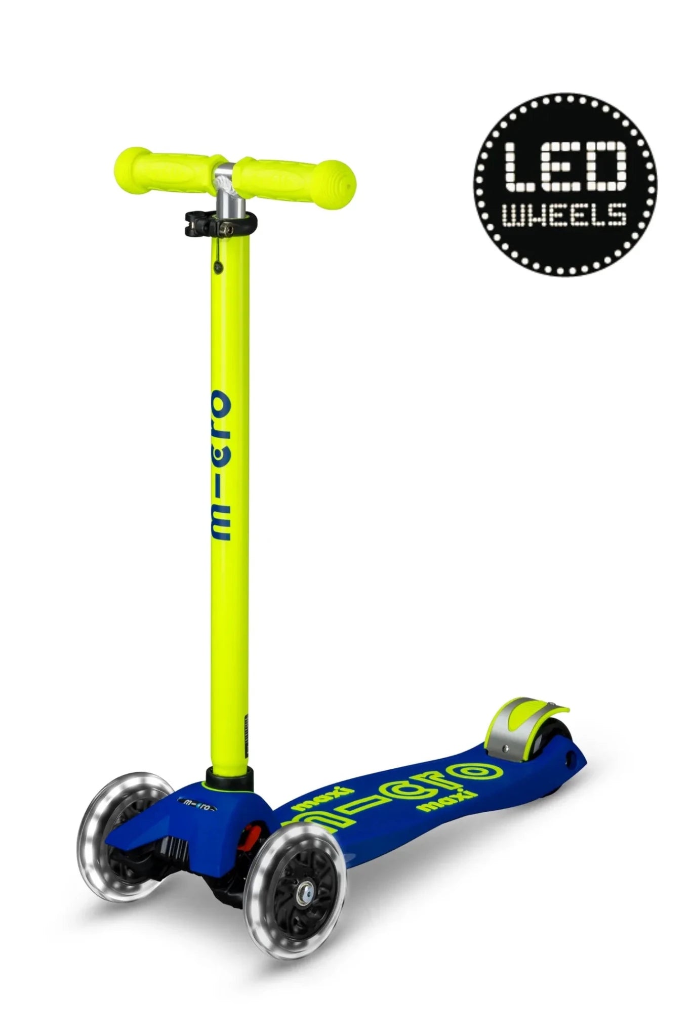 Maxi Micro step Deluxe LED blauw geel neon van Micro Step | Kids Conceptstore Le Fanfare