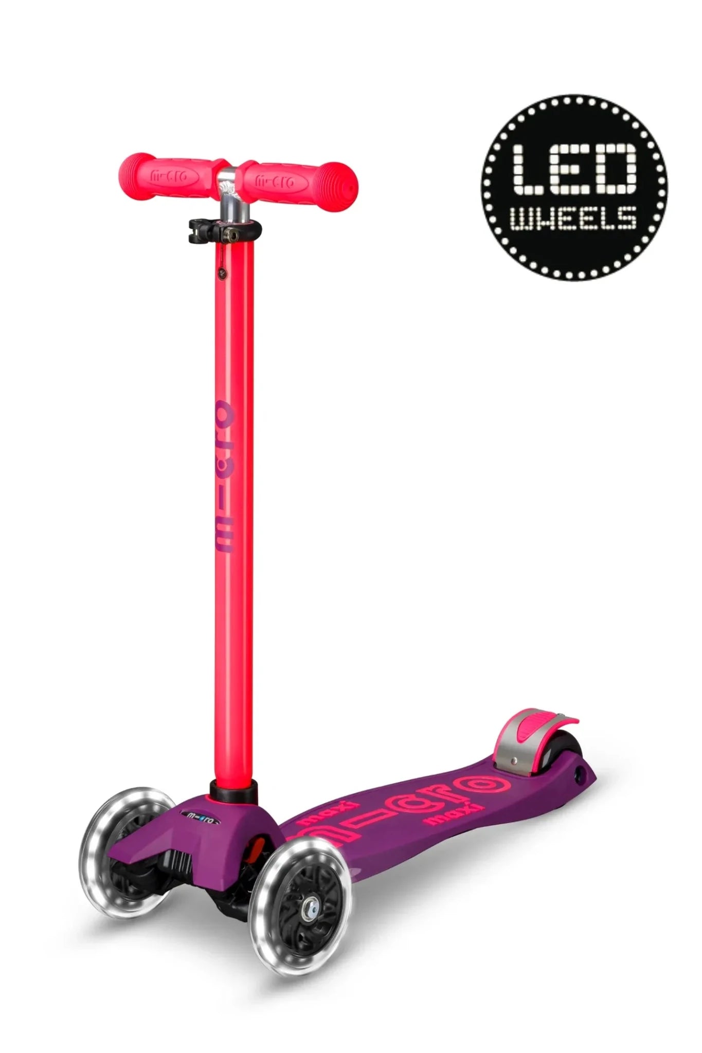 Maxi Micro step Deluxe LED paars roze neon van Micro Step | Kids Conceptstore Le Fanfare