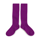 La Haute - Ribbed Knee-high Socks - Cyclamen