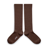 La Haute - Ribbed Knee-high Socks - Chocolat au lait