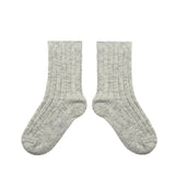 Chamois - Chaussettes a cotes cachemire et laine Merinos - Gris Clair