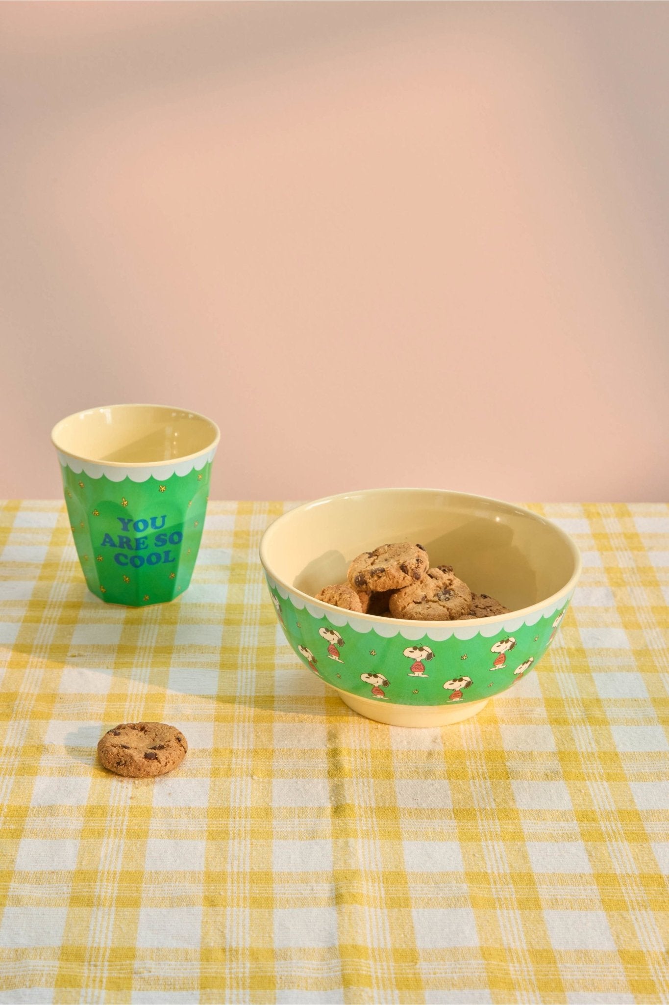 Melamine Bowl with Green Snoopy Print van Rice | Kids Conceptstore Le Fanfare