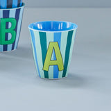 Melamine Cup - A - Blue - Stripes van Rice | Kids Conceptstore Le Fanfare
