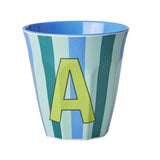 Melamine Cup - A - Blue - Stripes van Rice | Kids Conceptstore Le Fanfare