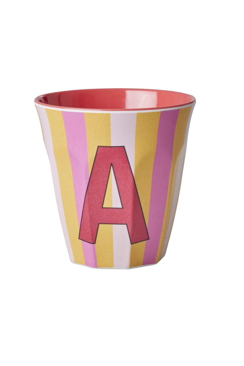 Melamine Cup - A - Pink - Stripes van Rice | Kids Conceptstore Le Fanfare