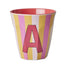 Melamine Cup - A - Pink - Stripes van Rice | Kids Conceptstore Le Fanfare