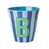 Melamine Cup - B - Blue - Stripes van Rice | Kids Conceptstore Le Fanfare
