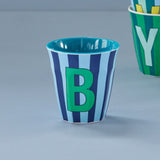 Melamine Cup - B - Blue - Stripes van Rice | Kids Conceptstore Le Fanfare