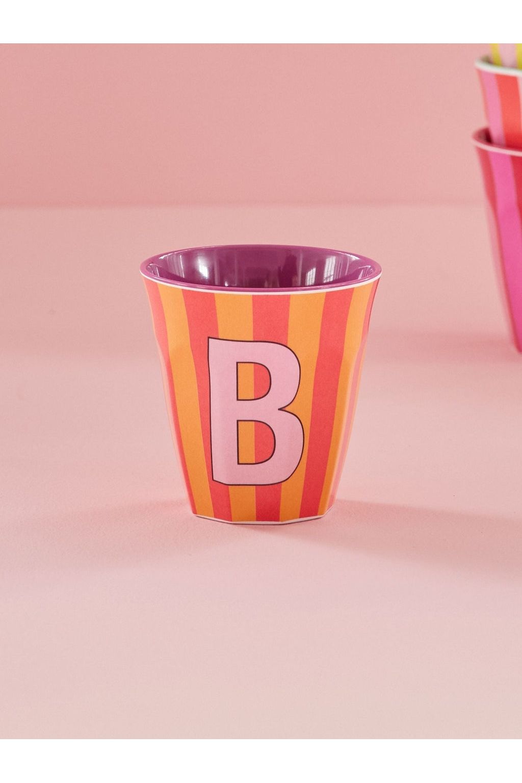 Melamine Cup - B - Orange - Stripes van Rice | Kids Conceptstore Le Fanfare