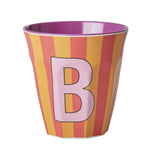 Melamine Cup - B - Orange - Stripes van Rice | Kids Conceptstore Le Fanfare