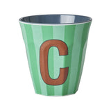 Melamine Cup - C - Green - Stripes van Rice | Kids Conceptstore Le Fanfare