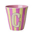 Melamine Cup - C - Multicolor Pink - Stripes van Rice | Kids Conceptstore Le Fanfare