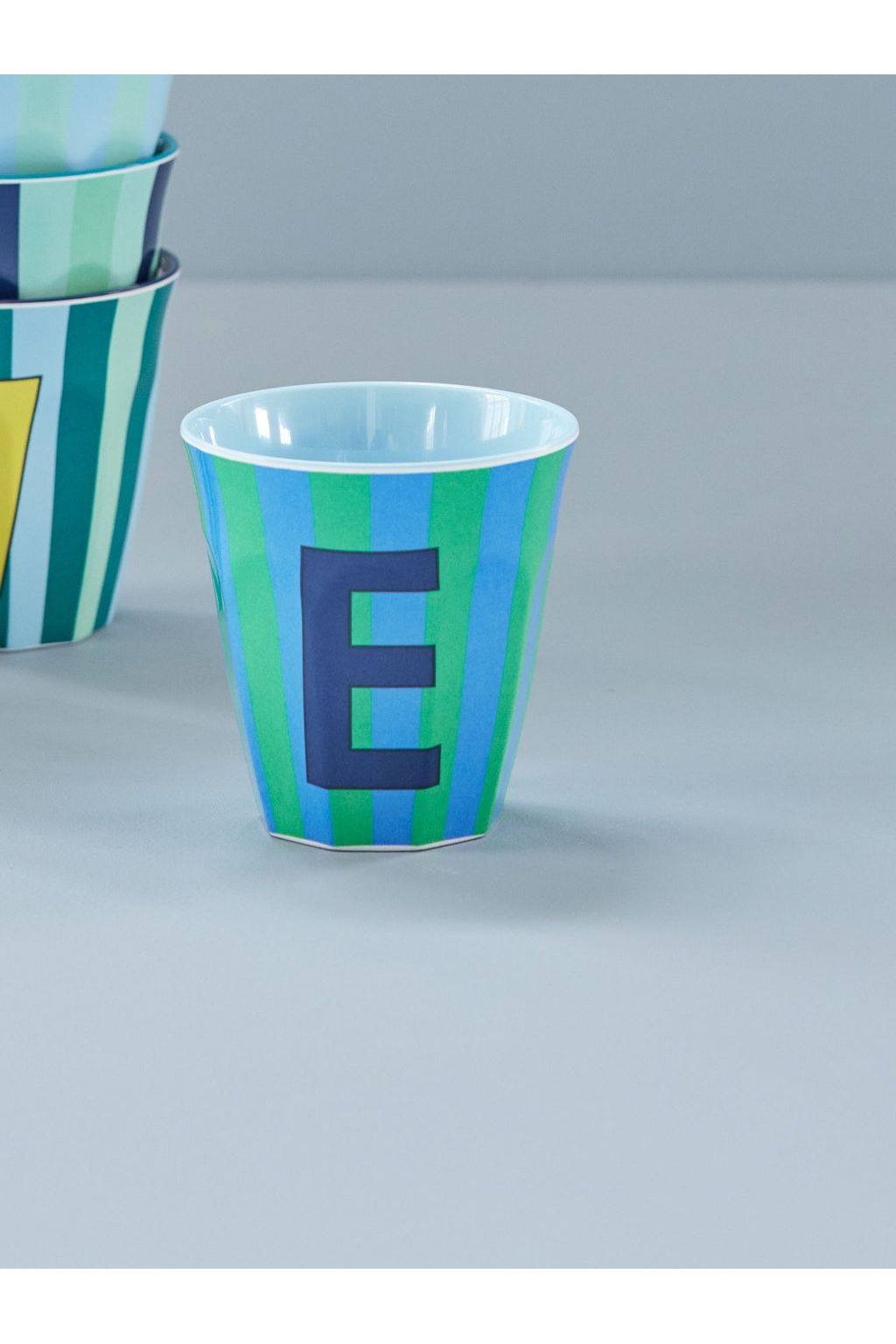 Melamine Cup - E - Blue - Stripes van Rice | Kids Conceptstore Le Fanfare