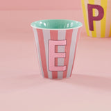 Melamine Cup - E - Pink - Stripes van Rice | Kids Conceptstore Le Fanfare