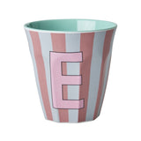 Melamine Cup - E - Pink - Stripes van Rice | Kids Conceptstore Le Fanfare