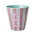 Melamine Cup - E - Pink - Stripes van Rice | Kids Conceptstore Le Fanfare