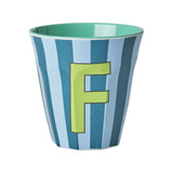 Melamine Cup - F - Blue - Stripes van Rice | Kids Conceptstore Le Fanfare