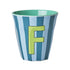 Melamine Cup - F - Blue - Stripes van Rice | Kids Conceptstore Le Fanfare