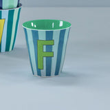 Melamine Cup - F - Blue - Stripes van Rice | Kids Conceptstore Le Fanfare
