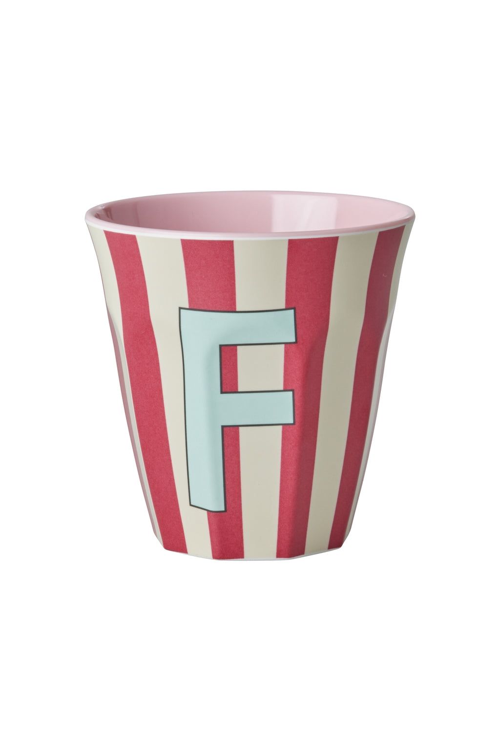Melamine Cup - F - Pink - Stripes van Rice | Kids Conceptstore Le Fanfare