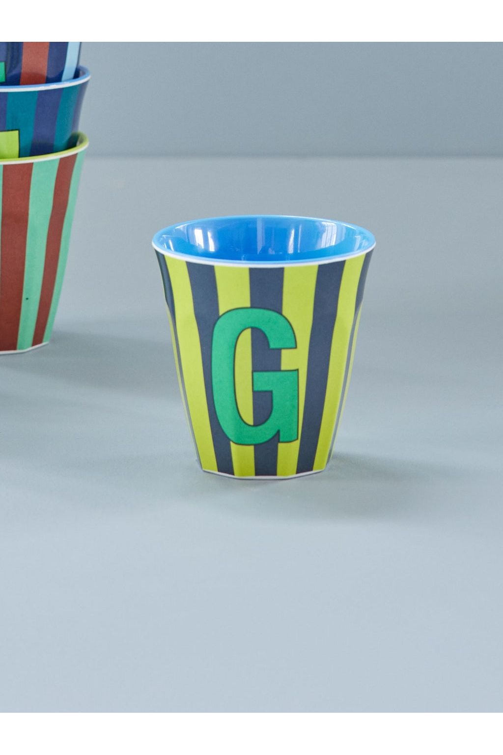 Melamine Cup - G - Green - Stripes van Rice | Kids Conceptstore Le Fanfare