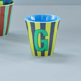 Melamine Cup - G - Green - Stripes van Rice | Kids Conceptstore Le Fanfare