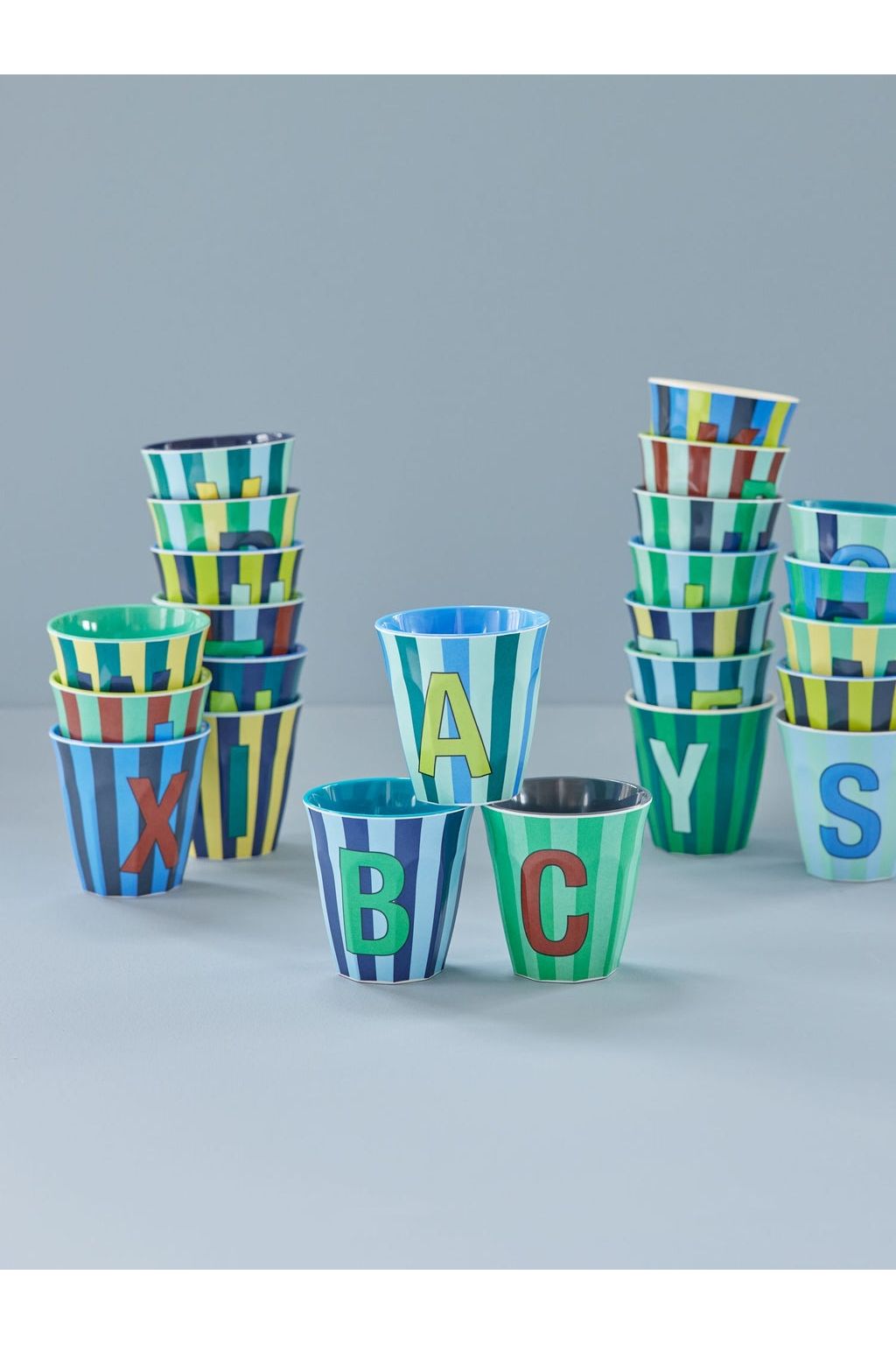 Melamine Cup - G - Green - Stripes van Rice | Kids Conceptstore Le Fanfare