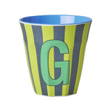 Melamine Cup - G - Green - Stripes van Rice | Kids Conceptstore Le Fanfare