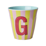 Melamine Cup - G - Pink - Stripes van Rice | Kids Conceptstore Le Fanfare
