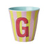 Melamine Cup - G - Pink - Stripes van Rice | Kids Conceptstore Le Fanfare