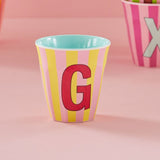 Melamine Cup - G - Pink - Stripes van Rice | Kids Conceptstore Le Fanfare