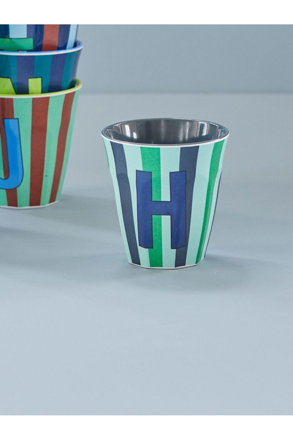 Melamine Cup - H - Multicolor Blue - Stripes van Rice | Kids Conceptstore Le Fanfare
