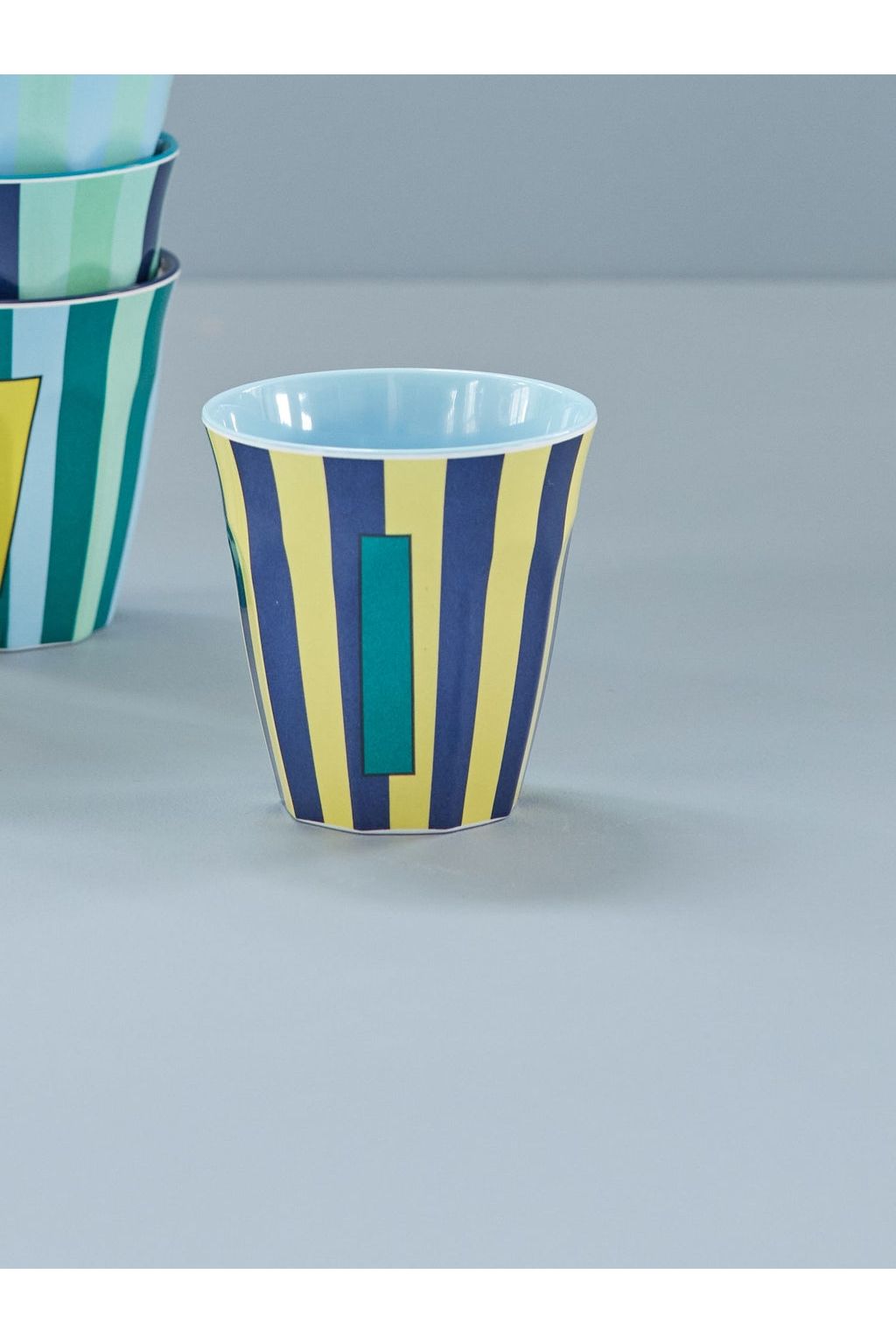 Melamine Cup - I - Multicolor Blue - Stripes van Rice | Kids Conceptstore Le Fanfare